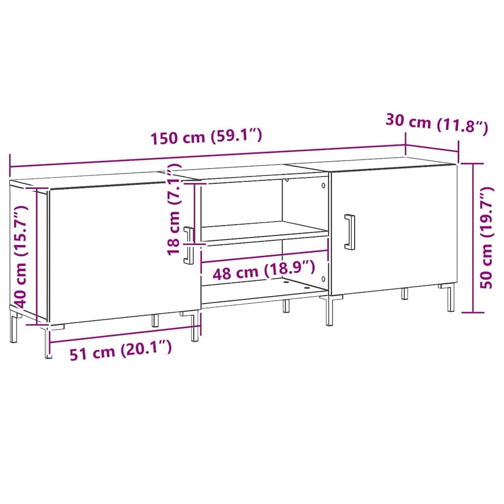 vidaXL Ensemble Meuble TV Montage Mural Chêne Noir 150 x 30 x 50 cm, Salon, Espace Moderne pour Le Divertissement, Meuble de Rangement rectangulaire, Console Murale, Ensemble de Cabinet TV