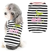 Ranphy Stripe Dog Vest for Small Girls Boys Puppy Sleeveless Clothing with Cherry Small Cat Appar...