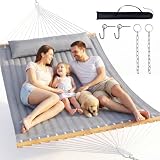 Everyfun 2 Person Quilted Hammock with SpreaderBar, 500lbCapacity, Darkgray