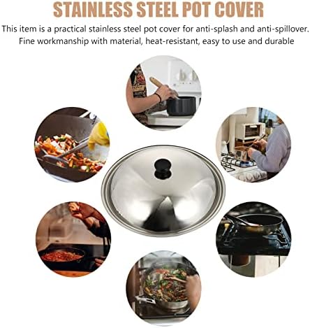 UPKOCH Stainless Steel Cooking Pot Lid Universal Pots Cover Anti Oil Splashing Pot Cover Frying Pan Lid Kitchen Tool (34CM)