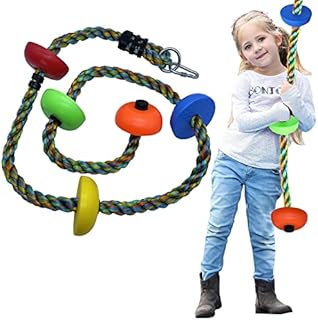 Xinlinke Colorful Climbing Rope Ladder with Platforms Kids Indoor Outdoor Backyard Tree House Play Swing Set Accessories