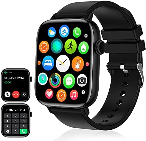 1.90'' with Smart Watch(Answer/Make Calls),Smart Fitness Tracker Watches for Android/iOS Phones,Bluetooth Call and Text Message/Sleep Monitor/Heart Rate/Step Counter Android Smartwatch for Women Men