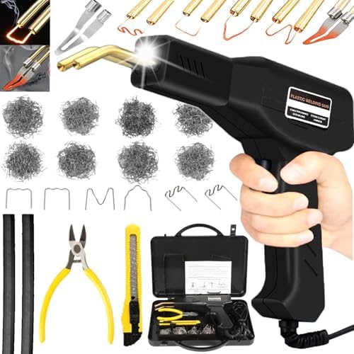 HYHJMISTY 220W Kunststoff Schweißgerät,2-in-1 Kunststoff Schweißen Maschine mit 800PCS Schweißnägeln für Auto Stoßstange Reparatur,Schwarz