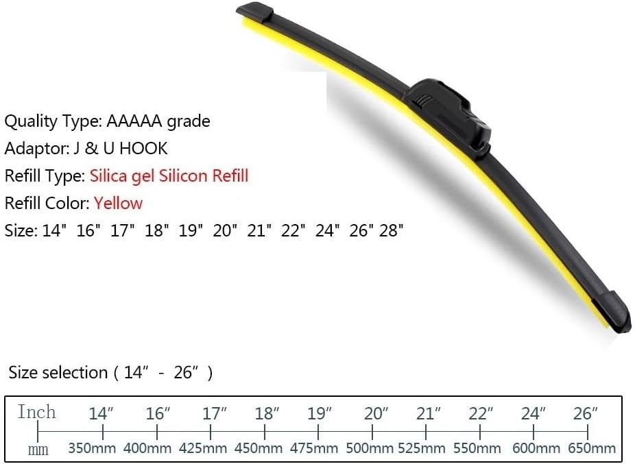 Car Windshield Wiper blades U type Universal Silica gel Refill Frameless Bracketless car wiper 14"16"17"18"19"20"21"22"24"26"28"(1pcs 21 inch 525mm,RHD)