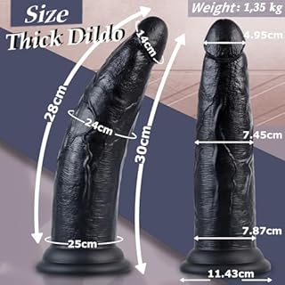30 * 7,4 cm Gode​ Noir Réaliste Large Épais, Gode Anal XXL avec Silicone Double Densité sans Testicules pour plus Profond et Plus Rapide, Enorme Gode Monstre Gros Pénis Sex Toy pour Femmes Hommes Gay