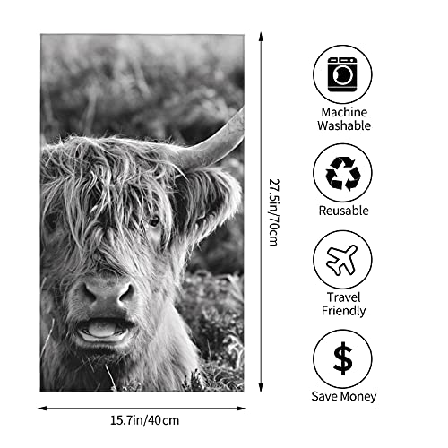 Hand Towel Highland Cows Moorland Face Washcloths Fingertip Bath Towels 27.5 X 15.7 Inch Microfiber Quick Dry Soft Absorbent Luxury Kitchen Dish Cloth For Bathroom Beach Gym Hotel Salon Spa Sport #TOP1
