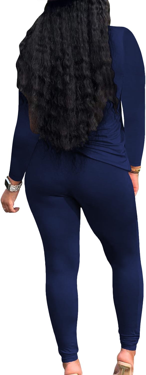 PINSV Women's Tracksuits 2 Piece Outfits Sweatsuits Long Sleeve Top Jogger Legging Pants Sets - Image 4