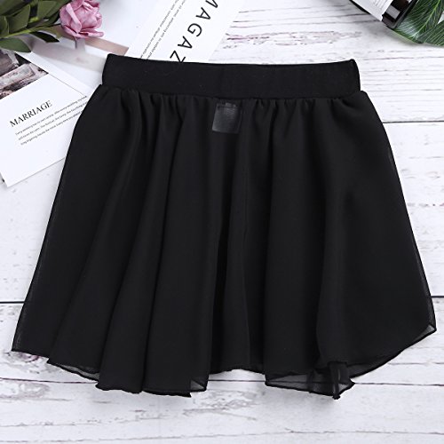 Freebily Kids Girls Ballet Dance Collection Circular Pull-On Wrap Skirt Classic Chiffon Skating Over Scarf Tutu Skirts Black 3-4 #TOP5