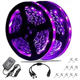 AIMEOKO LED Black Light Strip Kit,32.8ft 600 LEDs 12V Flexible UV Blacklight Fixtures for Indoor Bed