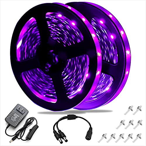 Aimeoko Led Black Light Strip Kit,32.8Ft 600 Leds 12V Flexible Uv Blacklight Fixtures For Indoor Bedroom Decoration,Fluorescent Dance Party,Wedding,Birthday,Halloween,Body Paint,Non-Waterproof #TOP29
