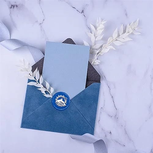 Miniatura 3 de CRASPIRE Sello de cera de delfín, sello de cera de sellado solar, olas, 1.181 in, retro, vintage, extraíble, latón, cabeza con mango de madera, para