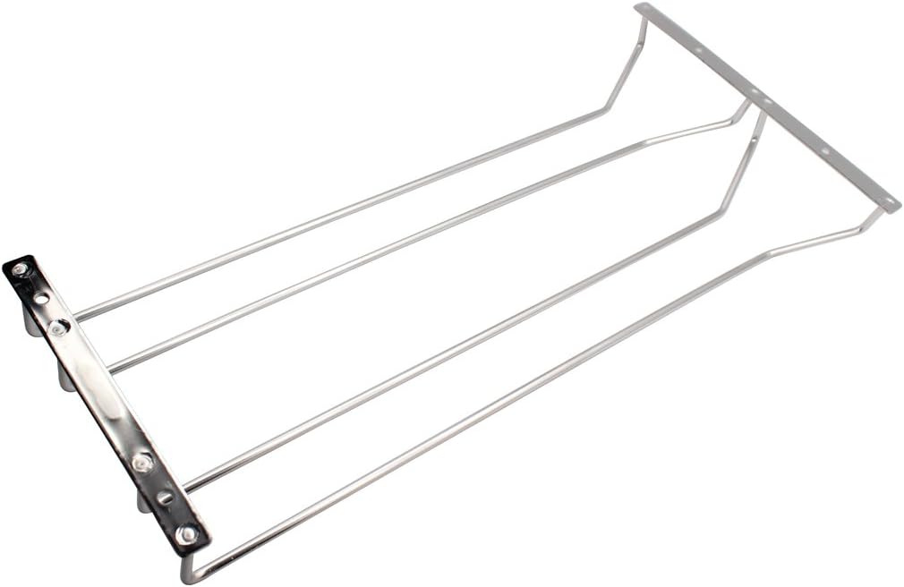 45 cm Stainless Steel Wine Glass Holder Rack, Chrome Wine Glass Holders Under Cabinet, 1 Piece (2 Rows)