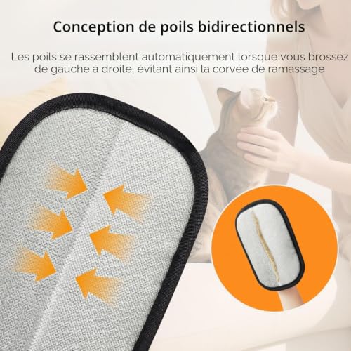 Gants de toilettage pour chat, chien, gants de toilettage pour animaux domestiques, réutilisables pour enlever les poils de chat et de chien pour canapé, meubles, tapis, rideau – vue 3