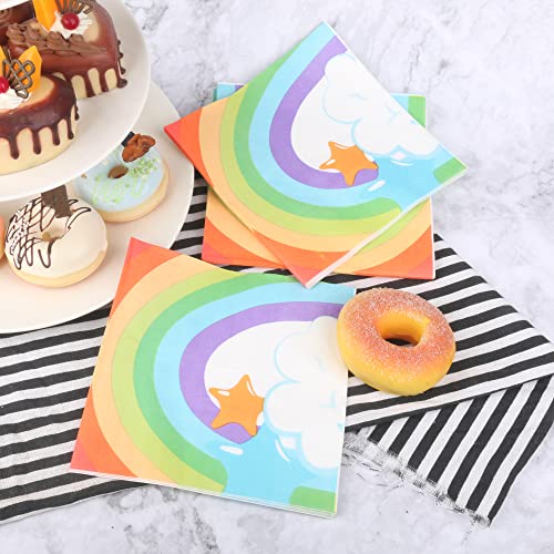 Pandecor Rainbow Themed Party Disposable Plates And Napkins Party Supplies Set,Serve Up To 16 Guests,Cake Dessert Plates And Napkins For Kid's Birthday Party,Baby Shower #TOP5