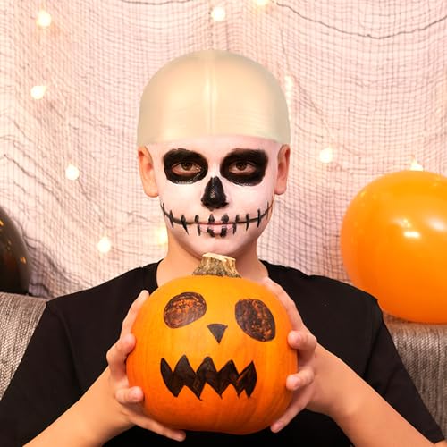 SHINEOFI Bald Head Hat, Cosplay Head Wigs Caps Halloween, Latex Bald Cap Costume Accessories for Women Men Adults