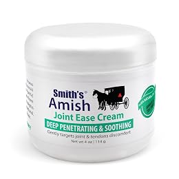 Smith's Amish Joint Ease Cream – Soothing & Cooling Cream for Joint Discomfort, Stiffness & Muscle Tension – Arnica, Peppermint, Tea Tree, Rosemary & Eucalyptus – 4 oz Jar