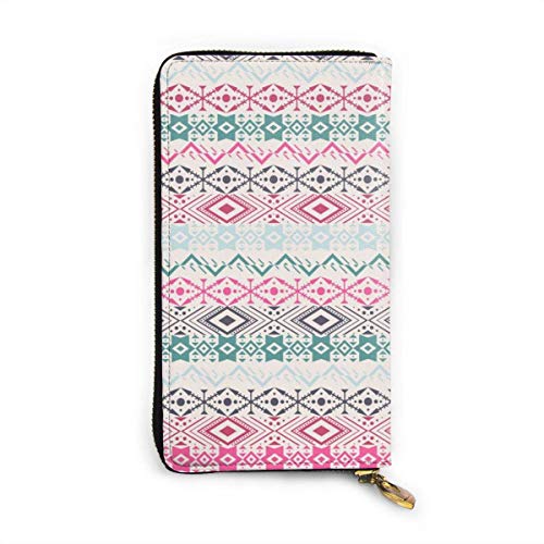 Preisvergleich Produktbild JHGFG Ethnische traditionelle Muster in Stammes-Echtleder Geldbörse Lange Damen Geldbörse Handtasche Multi Kartenhalter Organizer für Frauen angepasst