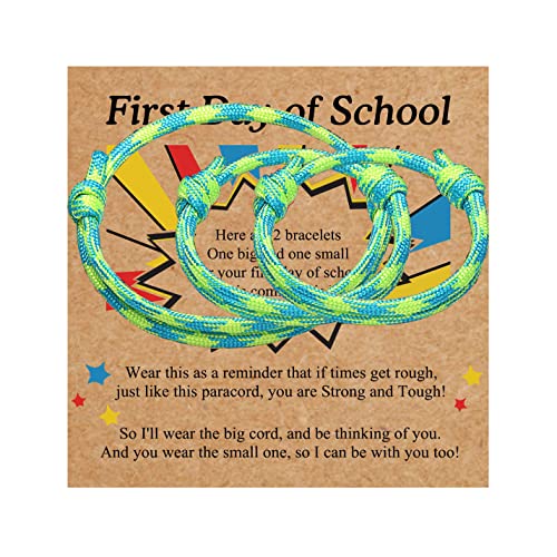 Image of First Day Of School Bracelet, Matching Mommy And Me Mother Son Daughter Paracord Back To School Bracelets Wish Gift for Mom Boys Dad Girls Jewelry