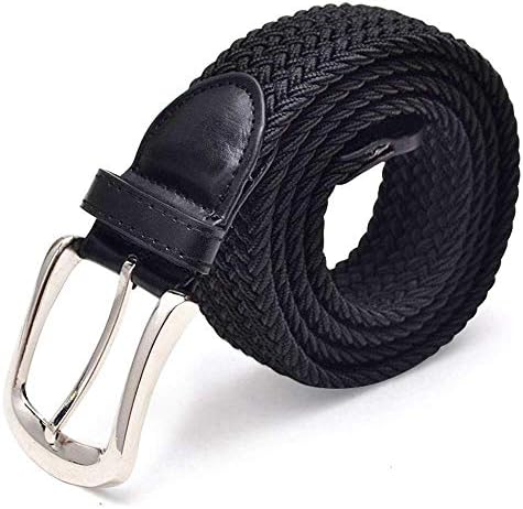 Cintura Elastica Uomo Regolabile 3,4 Cm | Intrecciata In Tessuto Per Jeans E Pantaloni Casual, Nero, Vita 91-100 Cm