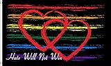3x5 Hate Will Not Win Flag Hearts Rainbow Pride LBGT Lesbian Gay Bisexual Banner