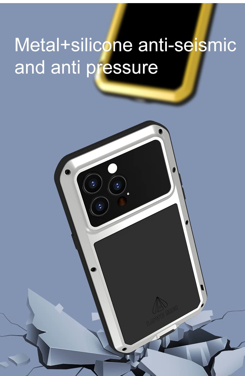 Potente Estuche Impermeable de Metal para iPhone 14 Pro Cubierta Protección de Cuerpo Completo Estuche para teléfono a Prueba de Golpes - Rojo