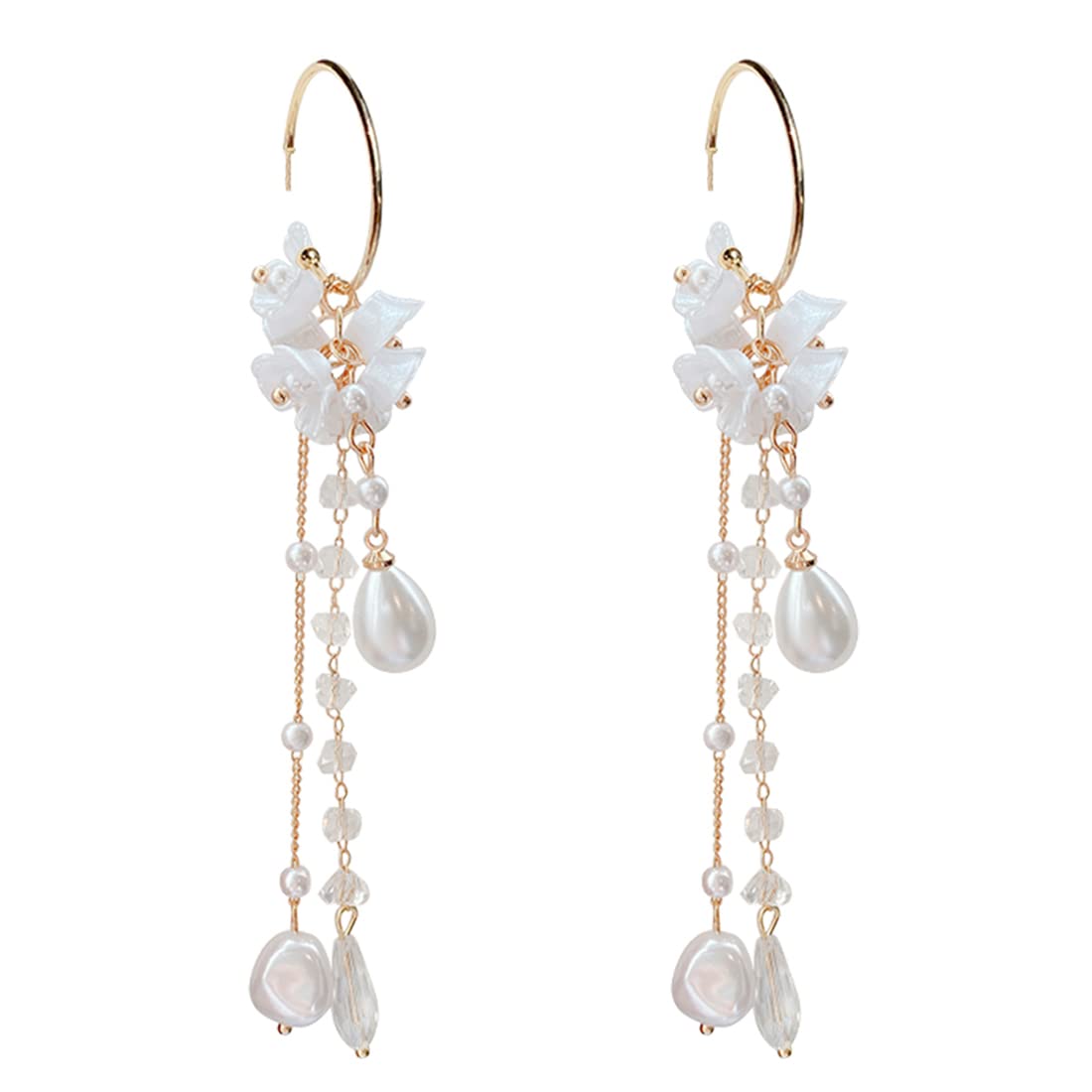Yellow Chimes Earrings For Women Gold Tone Round Hoop Pearl Drop Dangle Earrings For Women and Girls (B0B8DG7488) Amazon Price History, Amazon Price Tracker