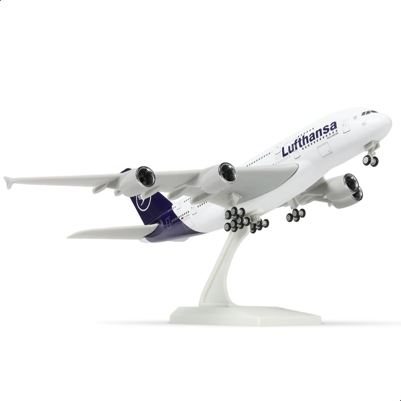 QIYUMOKE 1/240 Germany A380 Model Plane for Lufthansa for Airbus A380 Model Airplane with Stand (12 in-L) Pre-built Model kit for Adult -Aviation Creative Gifts, Tabletop Collection Display — image 1