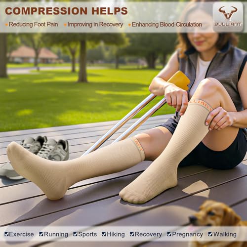 BULLIANT Men's Cushioned Compression Knee High Sports Recovery Socks 3Pack - image 7