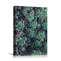 Canvas Wall Art Green Succulents Colorful Farmhouse/Country Floral Multicolor Patterns Photography - 12x18 inches