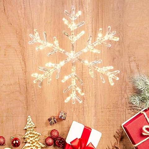 JOINTWIN Acrylic Snowflake 30 LED Window Light for Christmas Home Window Wall Decoration (Warm White) Cover