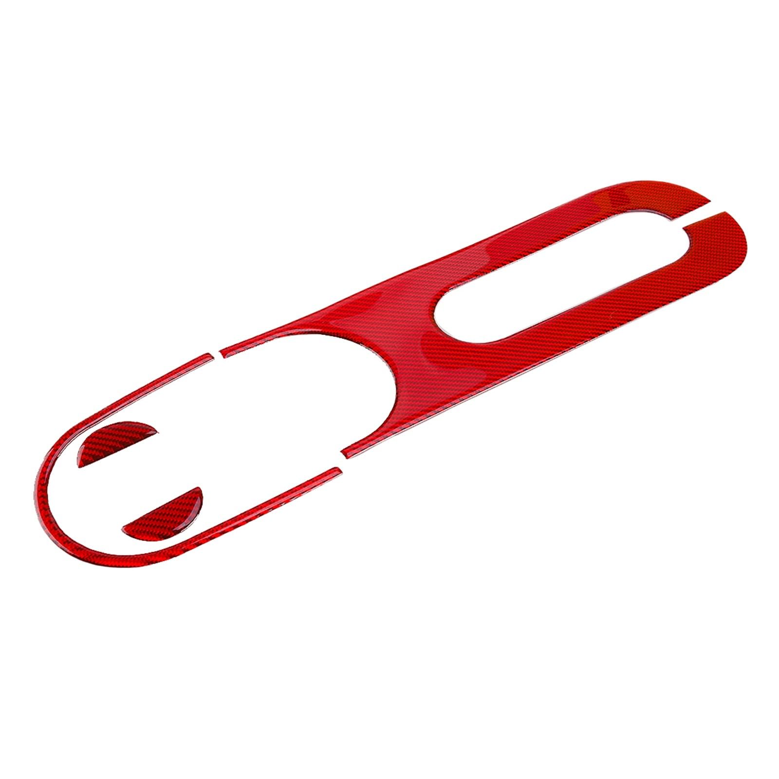 HIKNNE Qizm Car Central Control Hand Brake Panel Cover Trim Decorative Fit for Fiat 500 2012-2015 Red Carbon Fiber