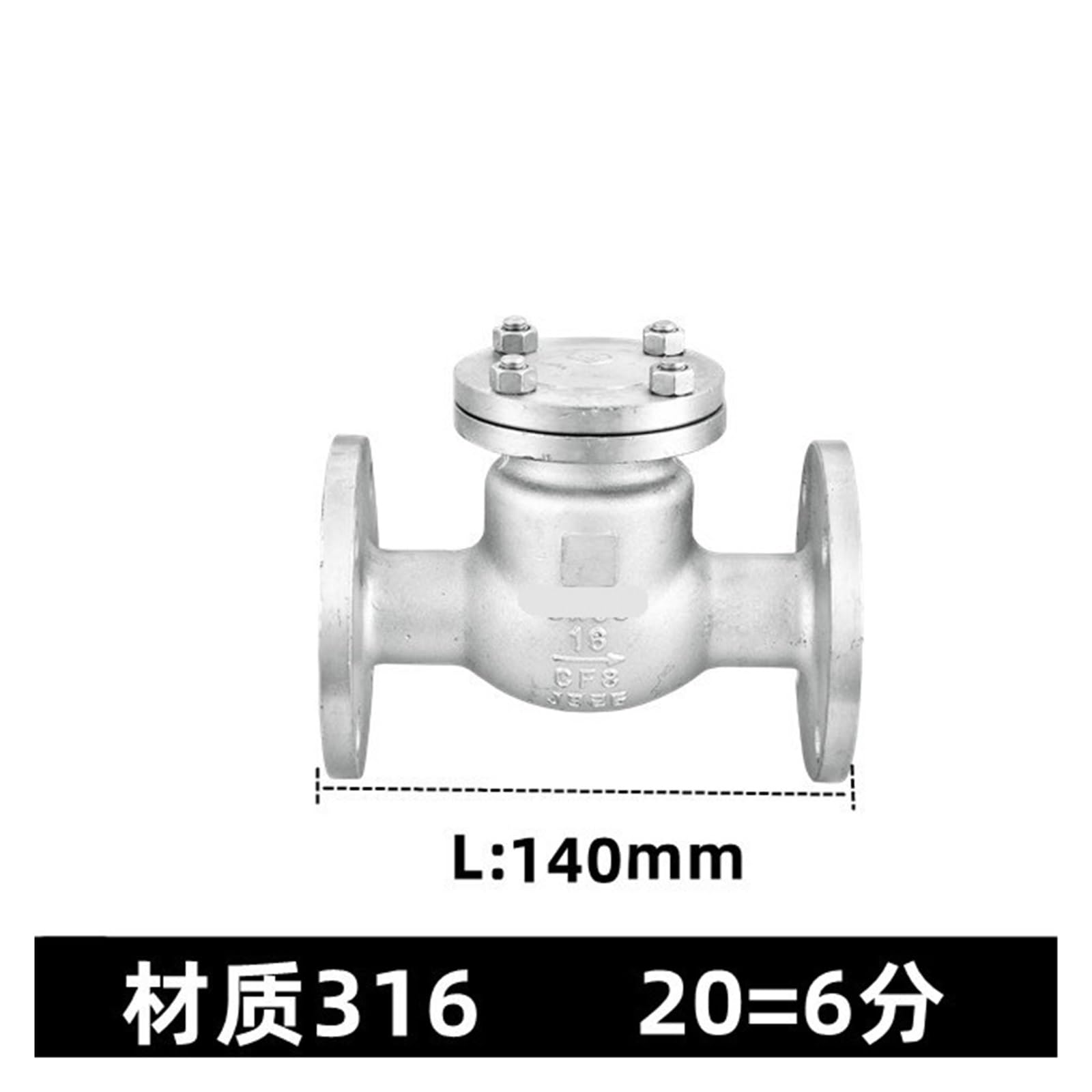 Válvula de retención oscilante de acero inoxidable 316L H44W-16P Control de flujo unidireccional con bridas, 1 unidad(3/4inch)