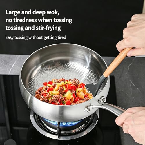 Wok de titanio con base plana 10 in miniatura 3