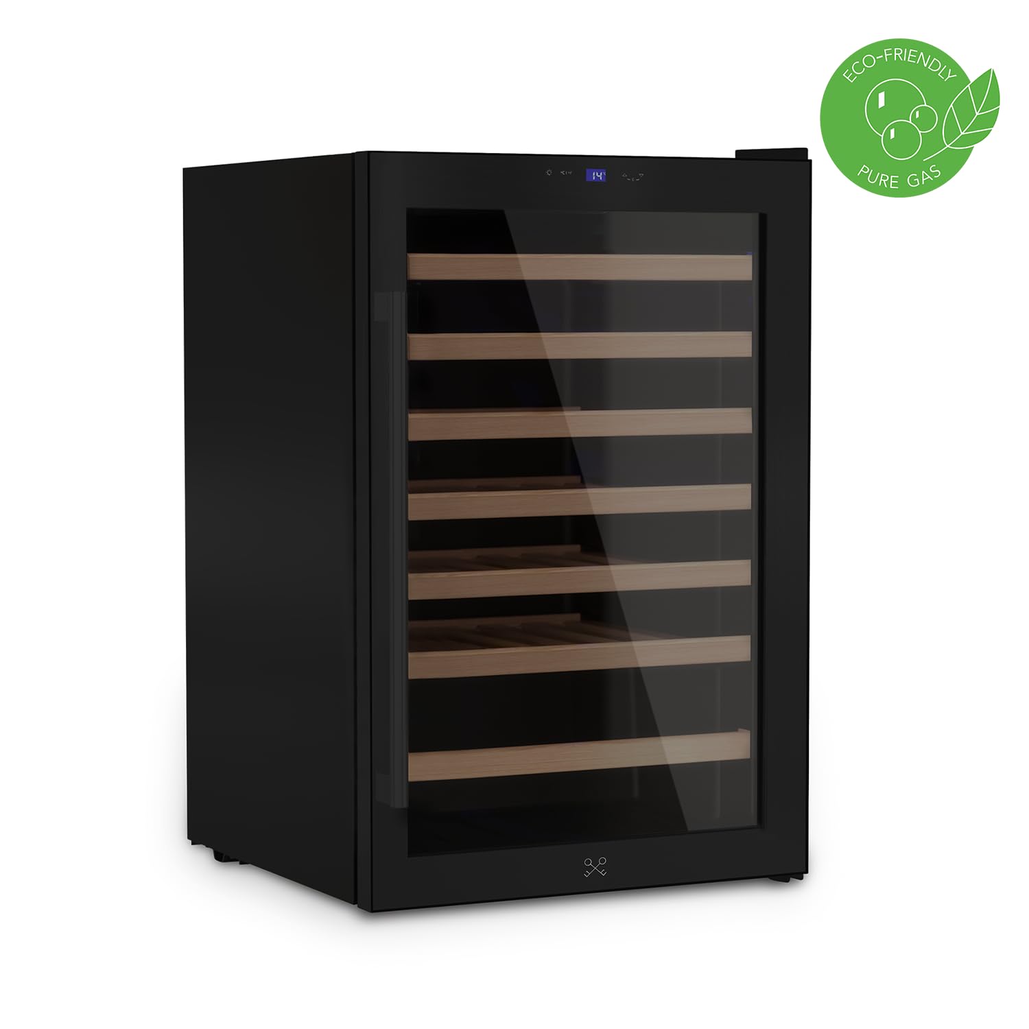 LES PETITS CHAMPS Vinoteca 48 Botellas CAVCB48 Black Edition, 128L, 6 Estantes de Madera, Ajustable de 4 a 18°C, Enfriamiento Termodinámico, Diseño Elegante, LED, Anti-UV