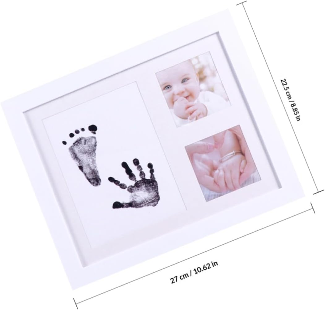 Handprint Footprint Picture Frame for Growth Record, White Pp Plastic Photo Holder Keepsake Nursery Décor