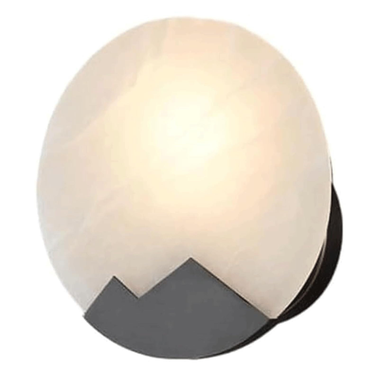 SMCCYYSD Modern Alabaster Wall Sconce Round Natural Marble Mount Light Fixture H65 Copper Lamp 3000k Warm White for Bedroom Bedside Living Room Bathroom