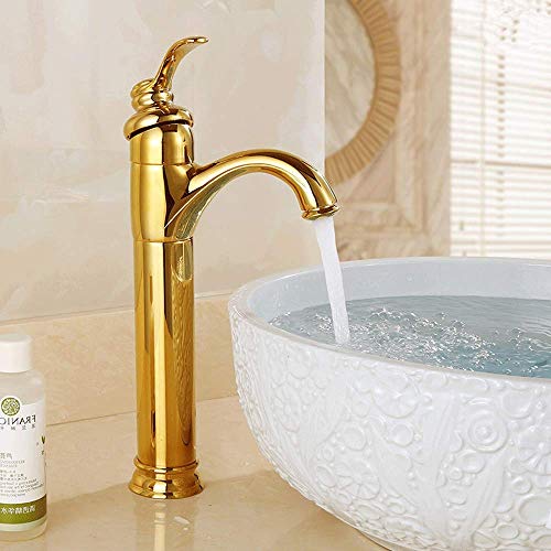 Robinets de lavabo en laiton doré brillant 15.5 cm mitigeur eau chaude froide pour salle de bain