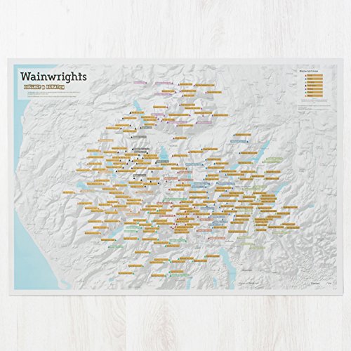 Maps International Wainwright Summits Collect&Scratch Off Lake District Print For Walkers- 59 x 42 cm