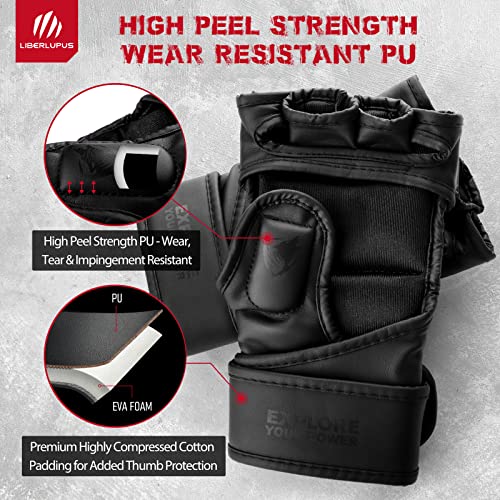 Liberlupus Mma Gloves For Men & Women, Martial Arts Bag Gloves, Kickboxing Gloves With Open Palms, Boxing Gloves For Punching Bag, Sparring, Muay Thai, Mma #TOP5