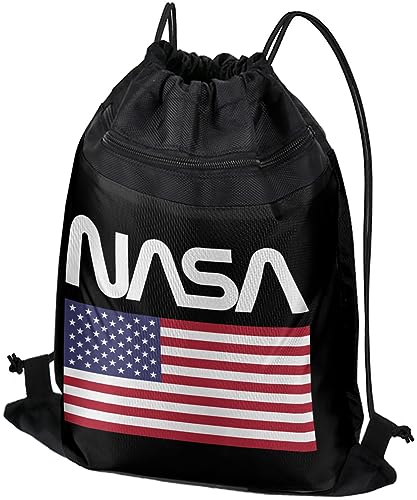 LOGOVISION NASA Official Worm Logo United States Usa Flag Drawstring Backpack Sports Bag Sackpack 17
