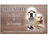 cocker spaniel nero cucciolo Pannello cane Cocker americano con personalizzazione quadri e doppia vernice da 15 / 9,5 cm.