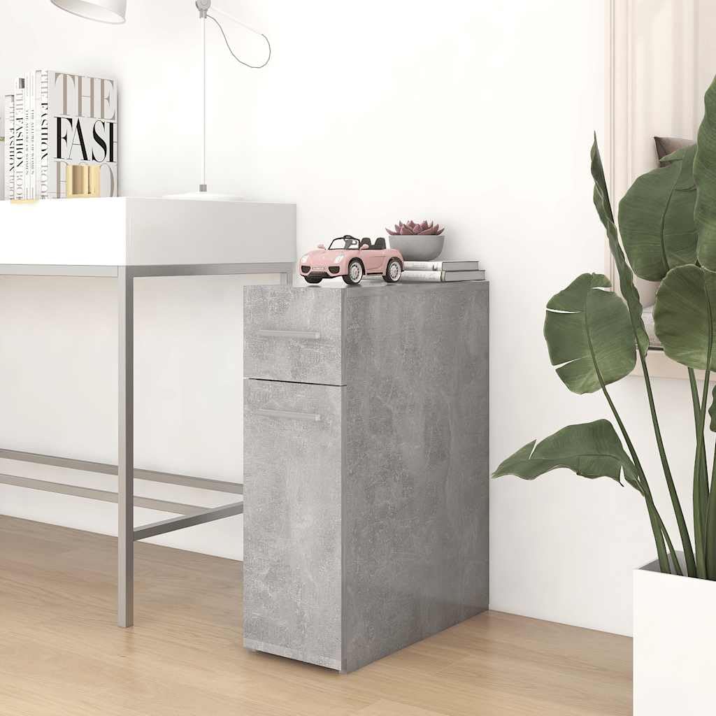 Apothekerschrank 20x45,5x60 cm Betongrau, Schmaler Küchenschrank aus Holzwerkstoff, Kompakter Vorratsschrank für Haushalt und Küche