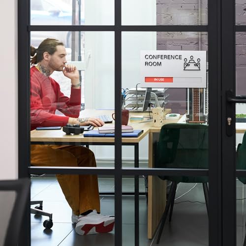 Türschild für Konferenzraum, für Büro, Meeting in Bearbeitung, in Gebrauch verfügbar, Schieberanzeige zeigt an, ob der Raum frei oder besetzt ist