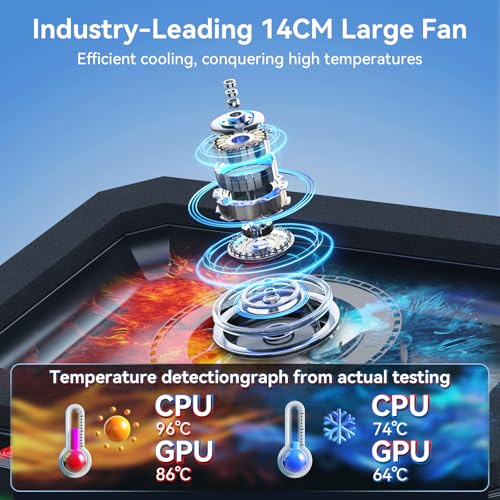 Image of ICE COOREL Gaming Laptop Cooling Pad with Powerful Turbofan, Laptop Fan Cooling Pad for Laptop 15-21 Inches, RGB Laptop Cooler Stand with 8 Height Adjustable, Infinitely Variable Speed, LCD Screen