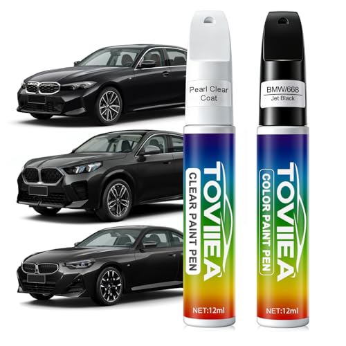 Toviiea Jet Black(668) Touch Up Paint Compatible with BMW,2-In-1 Car Scratch Remover Pen,Car Paint Scratch Repair Kit for Scratches,Chips & Nicks,2-PCS SET