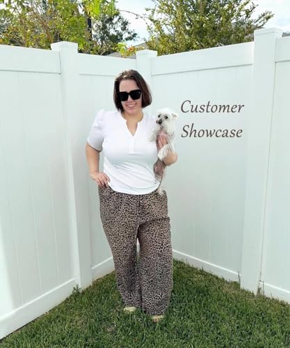 TIYOMI Plus Size Pants Womens Summer Palazzo Pants Drawstring Wide Leg Lounge Pant Casual Beach Trousers with Pockets XL-5XL4