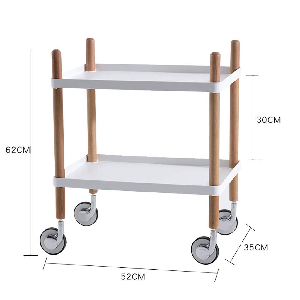 Carro de Servicio con Soporte de Madera, Bandeja de Polipropileno de 2 o 3 Niveles y Ruedas con Bloqueo. Ideal para cocinas, hoteles y restaurantes.