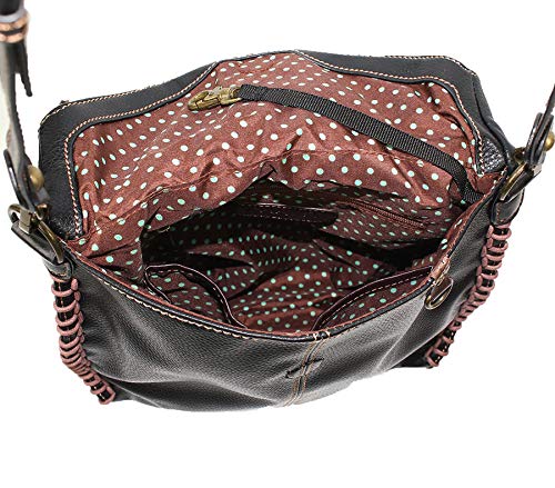 Chala Charming Crossbody Bag Shoulder Handbag With Flap Top and Zipper Black/Dark Brown4