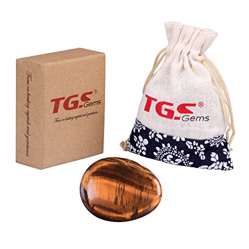TGS Gems® Tiger Eye Carved Thumb Irish Worry Stone Healing Crystal Free Pouch Sold by 1pcs