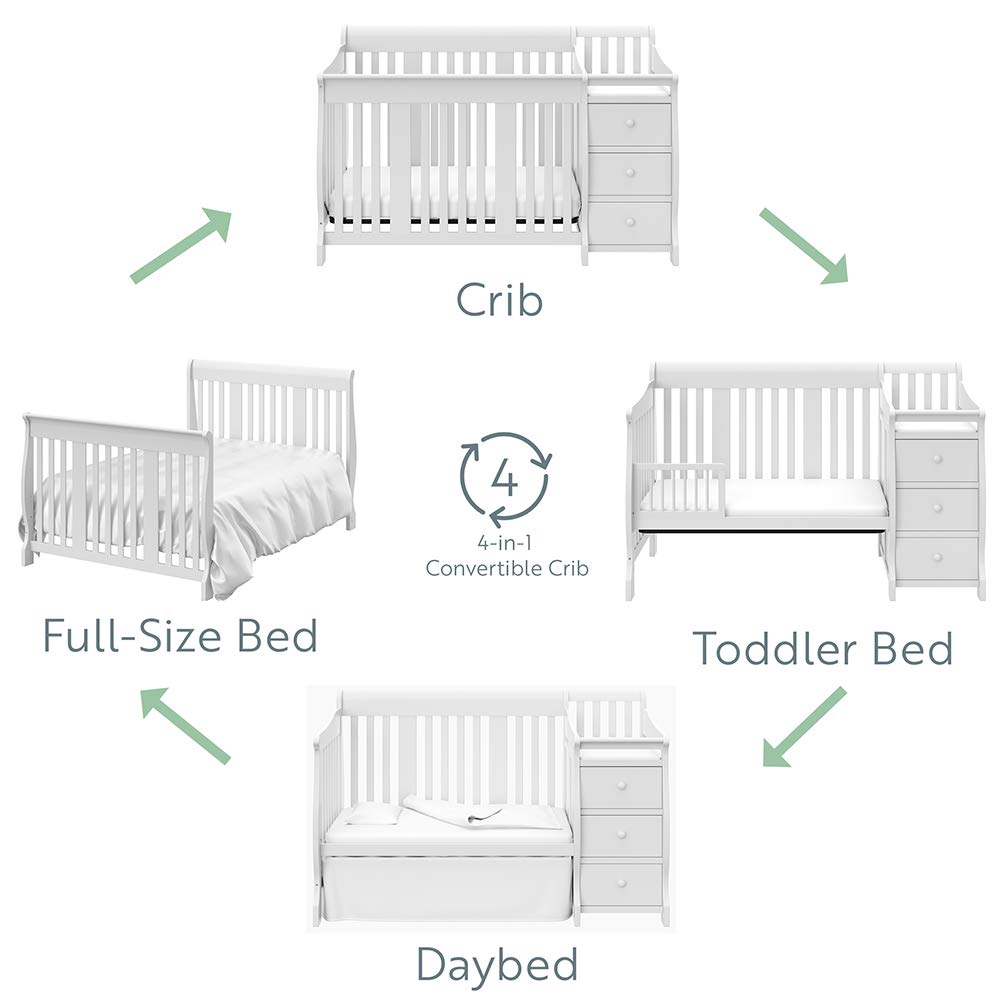 Storkcraft Portofino 4in1 Convertible Crib and Changer (White) Crib